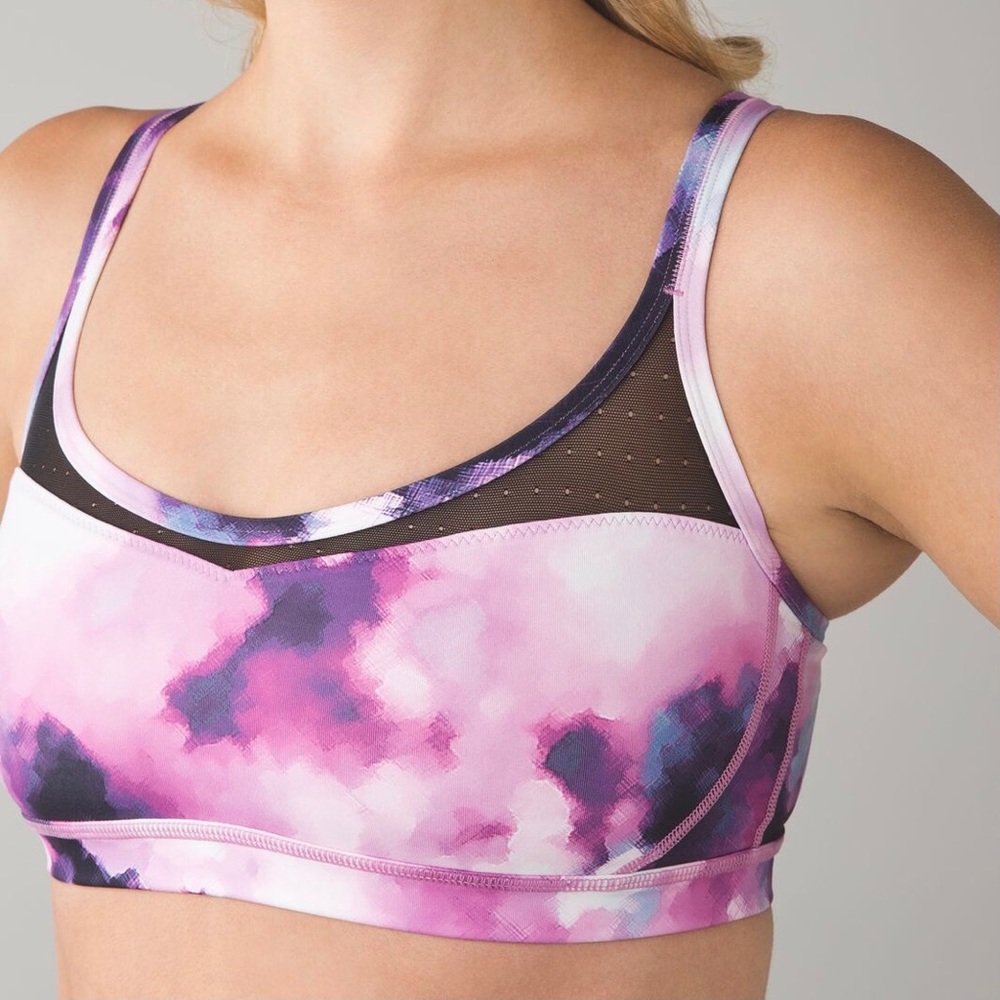 Lululemon sweaty endeavor bra in blooming pixie multi color pink size 4